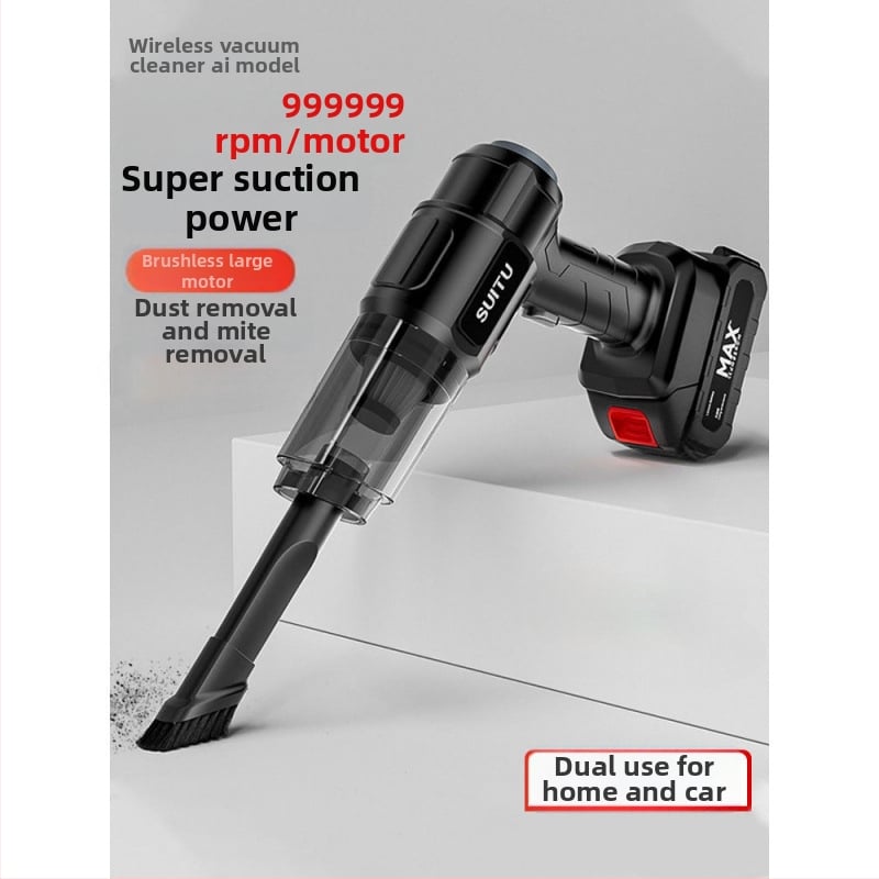 Ръчен вакуум за автомобил, безжичен, презареждаем, 11000 Pa всмукване, входна мощност 120 W, измерване на налягането в гумите