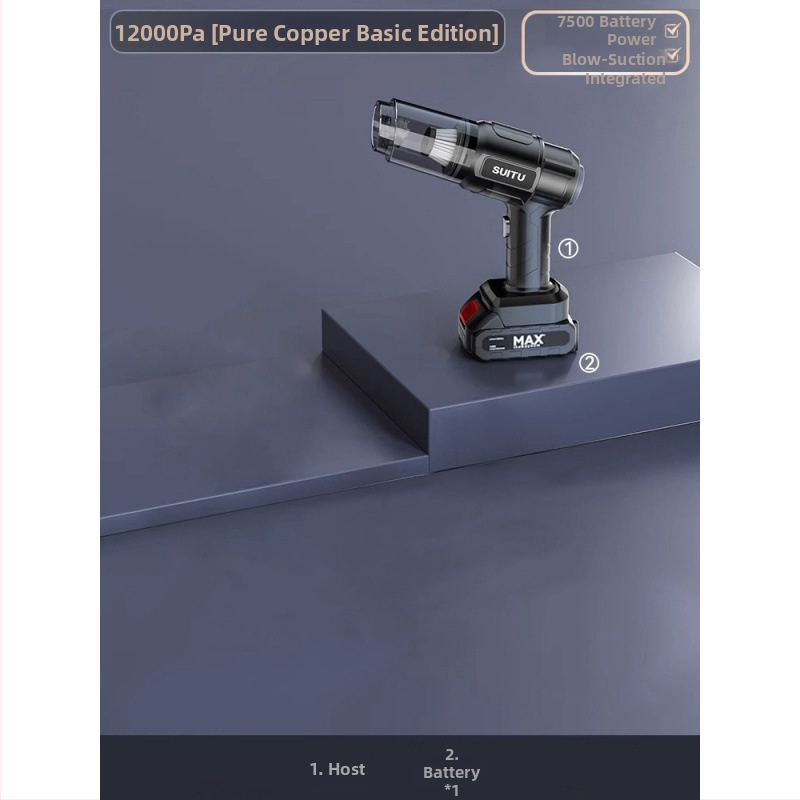 Ръчен вакуум за автомобил, безжичен, презареждаем, 11000 Pa всмукване, входна мощност 120 W, измерване на налягането в гумите