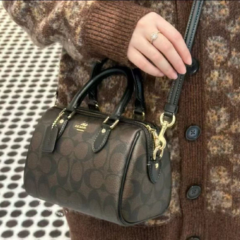 Geantă Boston pentru femei, în formă de pernă, din piele naturală, căptușeală din nylon, închidere cu fermoar, buzunare interioare (buzunar cu fermoar, buzunar pentru telefon, buzunar pentru cameră)