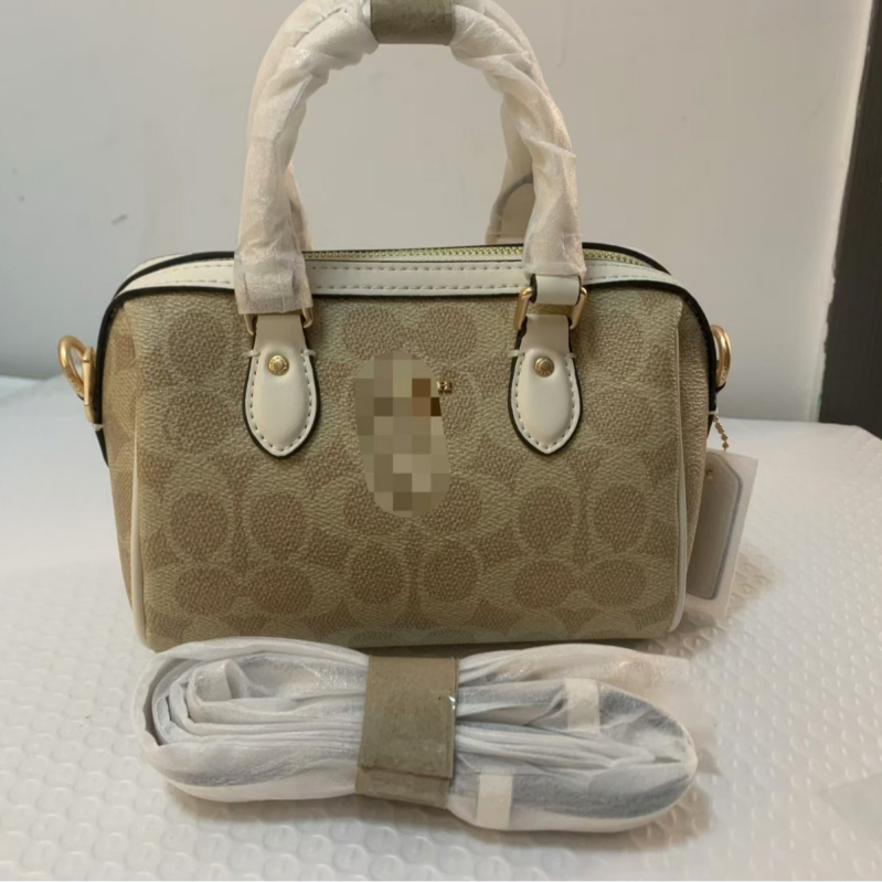 Geantă Boston pentru femei, în formă de pernă, din piele naturală, căptușeală din nylon, închidere cu fermoar, buzunare interioare (buzunar cu fermoar, buzunar pentru telefon, buzunar pentru cameră)