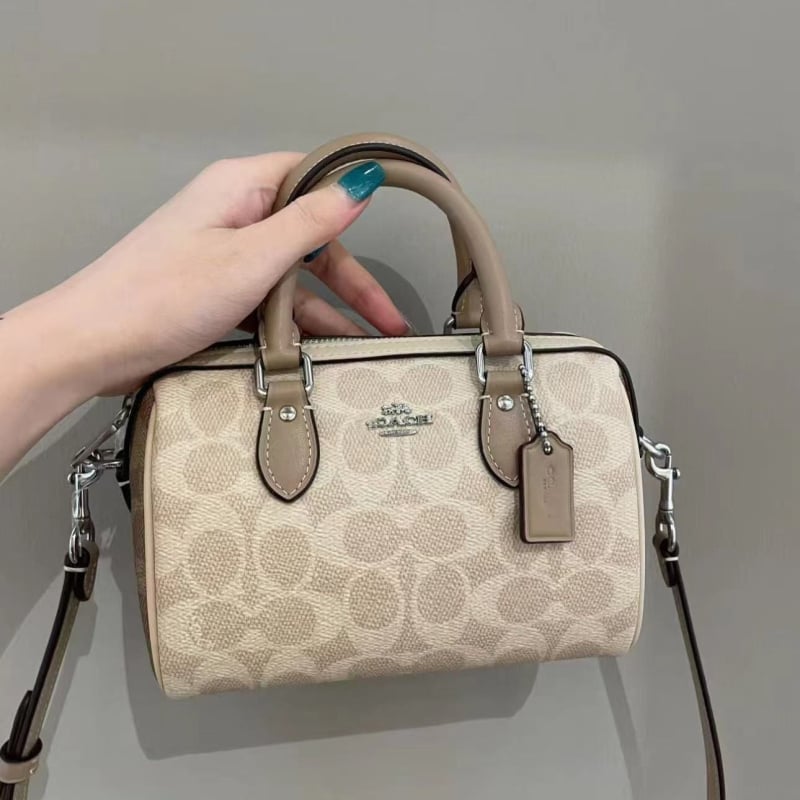 Geantă Boston pentru femei, în formă de pernă, din piele naturală, căptușeală din nylon, închidere cu fermoar, buzunare interioare (buzunar cu fermoar, buzunar pentru telefon, buzunar pentru cameră)