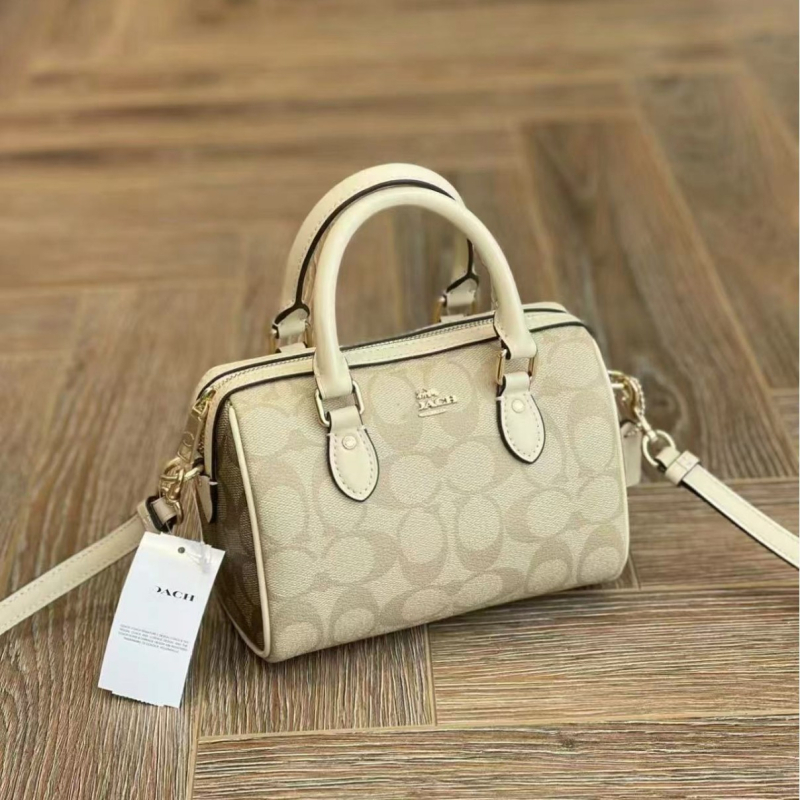 Geantă Boston pentru femei, în formă de pernă, din piele naturală, căptușeală din nylon, închidere cu fermoar, buzunare interioare (buzunar cu fermoar, buzunar pentru telefon, buzunar pentru cameră)