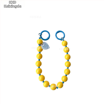 Tālruņa vāciņa lanyards ar ģeometrisku pērļu ķēdi, roku darbs, plastmasas daudzfunkcionālais aksesuārs