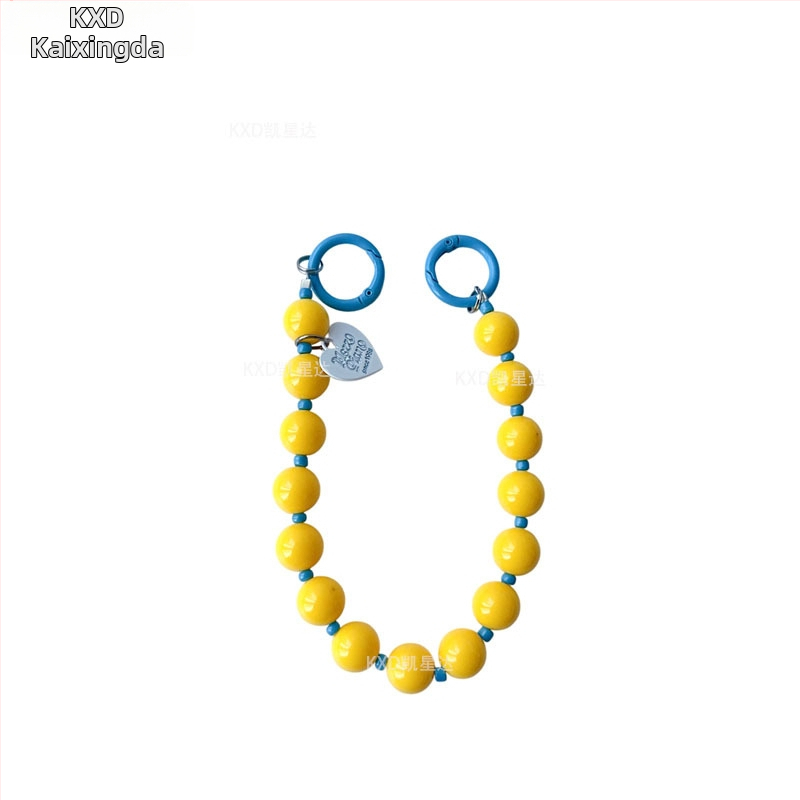 Kábel na kryt telefónu s geometrickou korálkovou reťazou, ručne vyrobený plastový multifunkčný doplnok