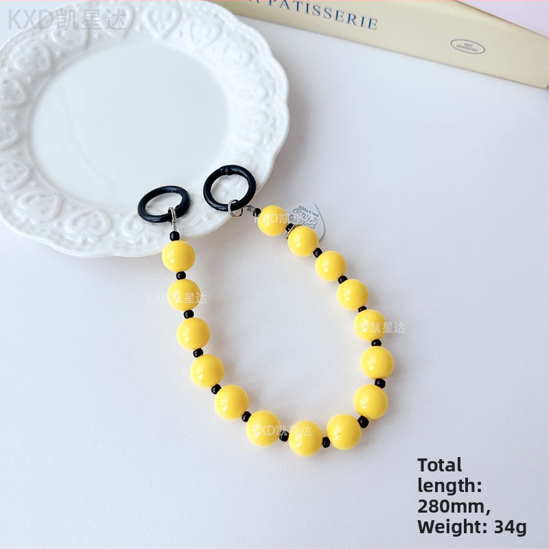 Tālruņa vāciņa lanyards ar ģeometrisku pērļu ķēdi, roku darbs, plastmasas daudzfunkcionālais aksesuārs