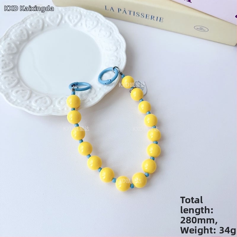 Tālruņa vāciņa lanyards ar ģeometrisku pērļu ķēdi, roku darbs, plastmasas daudzfunkcionālais aksesuārs