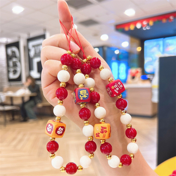 Lanier pentru telefon pentru femei – șnur scurt cu mărgele, lucrat manual (Material: Plastic; Cataramă: Plastic; Stil: Femei; Ambalaj: Ambalaj individual)