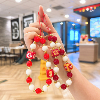 Lanier pentru telefon pentru femei – șnur scurt cu mărgele, lucrat manual (Material: Plastic; Cataramă: Plastic; Stil: Femei; Ambalaj: Ambalaj individual)