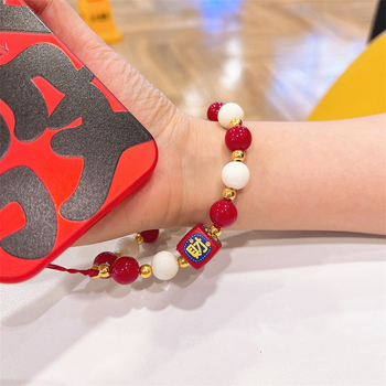 Lanier pentru telefon pentru femei – șnur scurt cu mărgele, lucrat manual (Material: Plastic; Cataramă: Plastic; Stil: Femei; Ambalaj: Ambalaj individual)