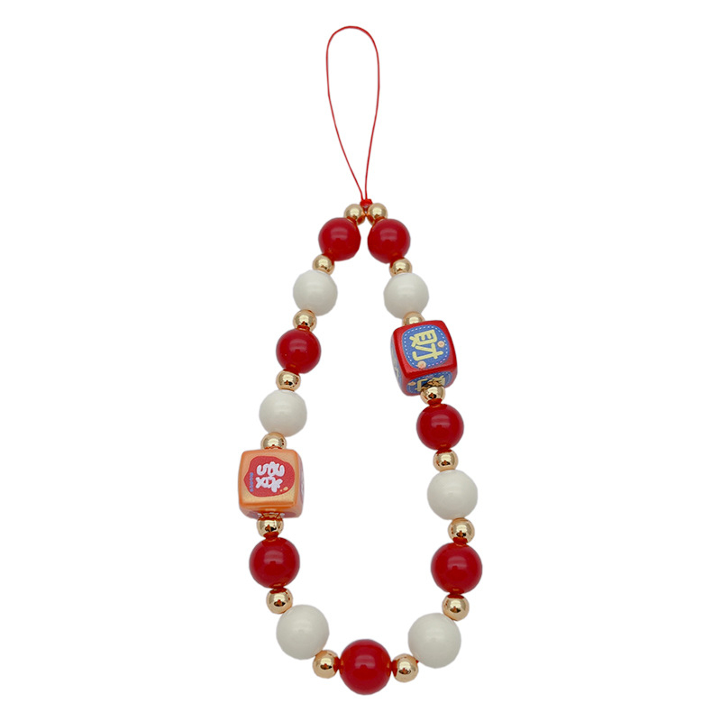 Lanier pentru telefon pentru femei – șnur scurt cu mărgele, lucrat manual (Material: Plastic; Cataramă: Plastic; Stil: Femei; Ambalaj: Ambalaj individual)