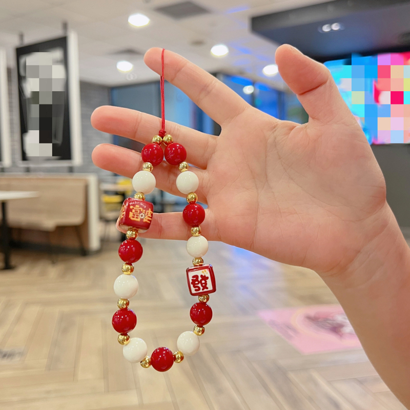 Lanier pentru telefon pentru femei – șnur scurt cu mărgele, lucrat manual (Material: Plastic; Cataramă: Plastic; Stil: Femei; Ambalaj: Ambalaj individual)