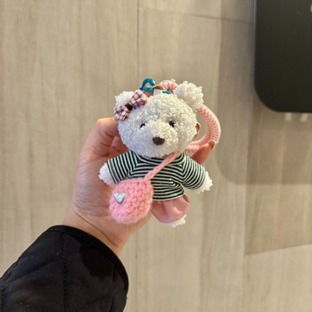 Charm pluș pentru geantă cu șnur pentru telefon și breloc — stil desen animat, model mic de animal