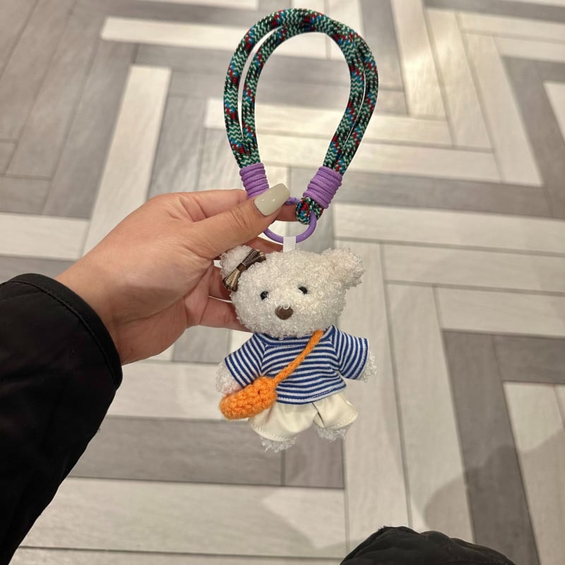 Charm pluș pentru geantă cu șnur pentru telefon și breloc — stil desen animat, model mic de animal