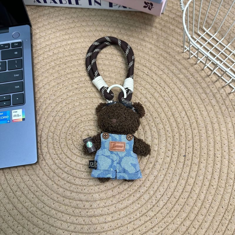 Charm pluș pentru geantă cu șnur pentru telefon și breloc — stil desen animat, model mic de animal