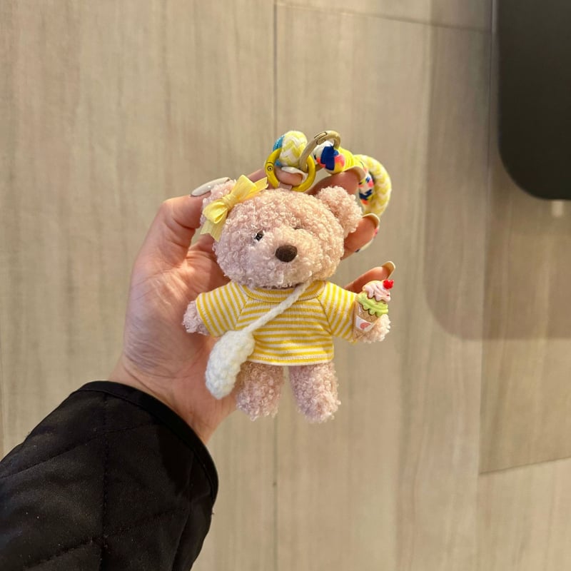 Charm pluș pentru geantă cu șnur pentru telefon și breloc — stil desen animat, model mic de animal