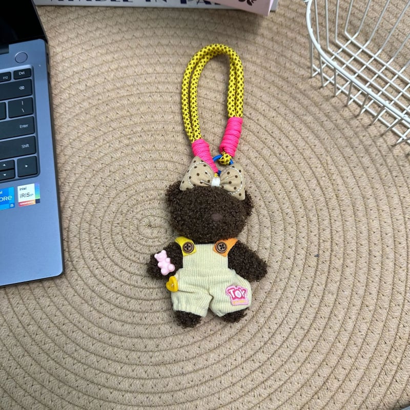 Charm pluș pentru geantă cu șnur pentru telefon și breloc — stil desen animat, model mic de animal