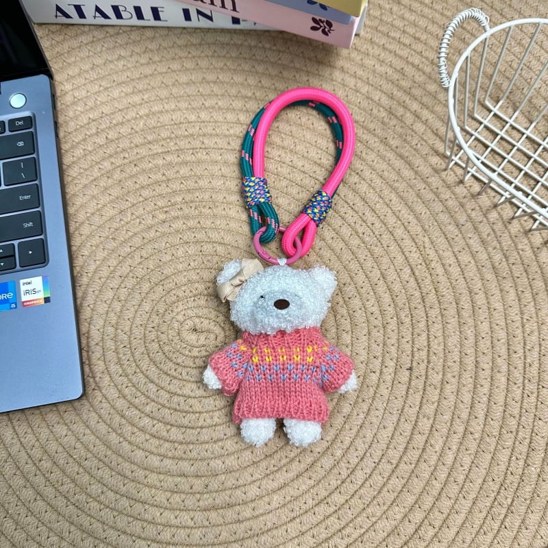 Charm pluș pentru geantă cu șnur pentru telefon și breloc — stil desen animat, model mic de animal