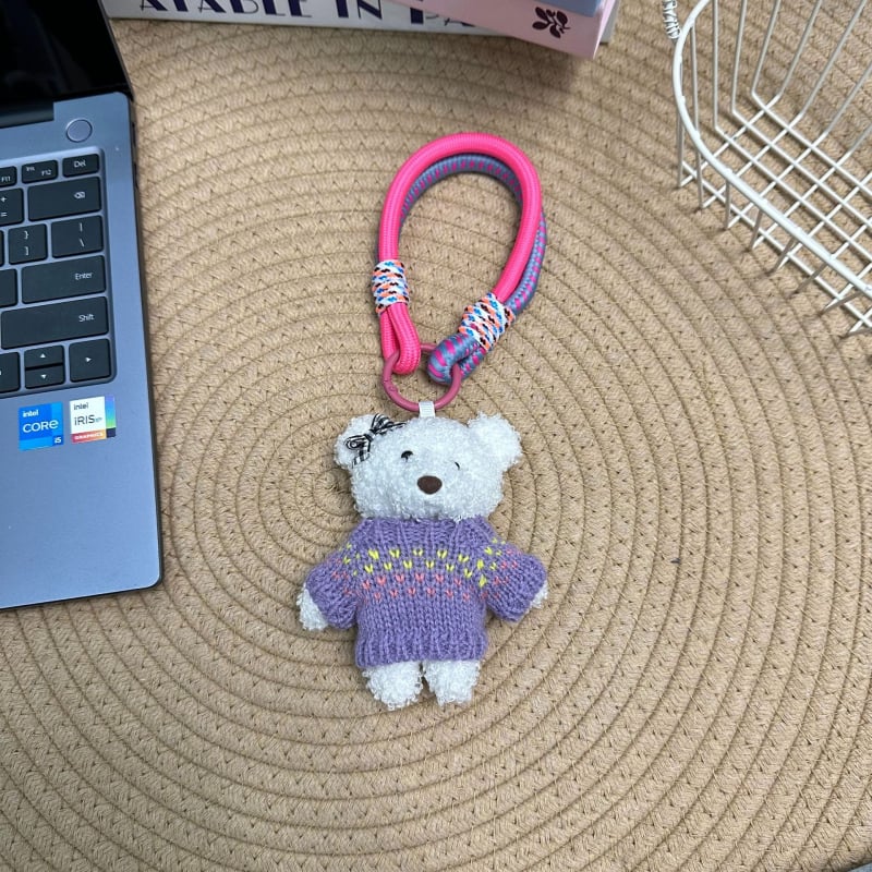 Charm pluș pentru geantă cu șnur pentru telefon și breloc — stil desen animat, model mic de animal