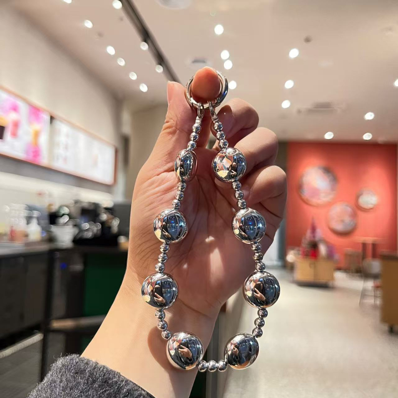 Lanier pentru telefon din acrilic, cu perle imitatie în formă de meteor și stea cu cinci colțuri; mărgele realizate manual; potrivit ca cadou de Crăciun, Ziua Îndrăgostiților și Festivalul de Primăvară