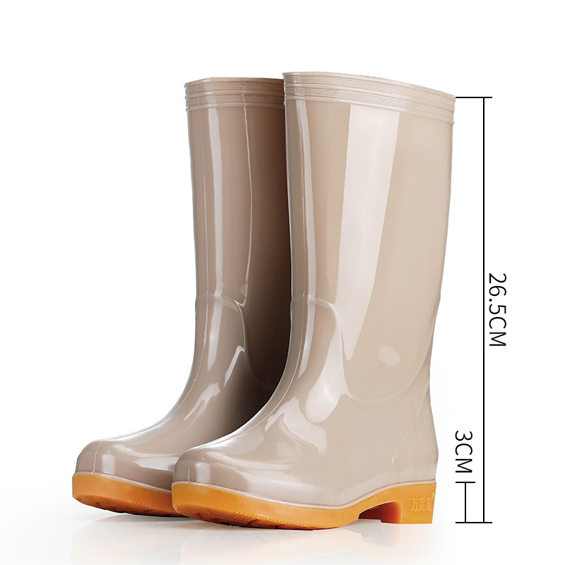 Moterų lietaus batai, aukštas vamzdelis, stora konstrukcija, žemas kulnas 1–3 cm, PVC viršus