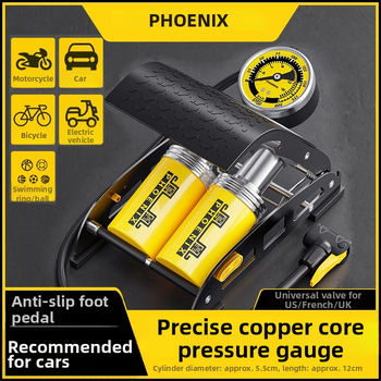 Phoenix nožná inflácia pre autá a bicykle, dvojvalec, bez elektriny, 30 L/min, digitálny displej s manometrom