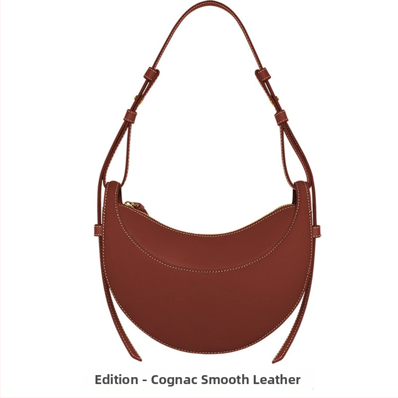 POLENE Crescent Saddle Bag — geantă crossbody din piele naturală, formă de semilună, unisex, primăvara 2024