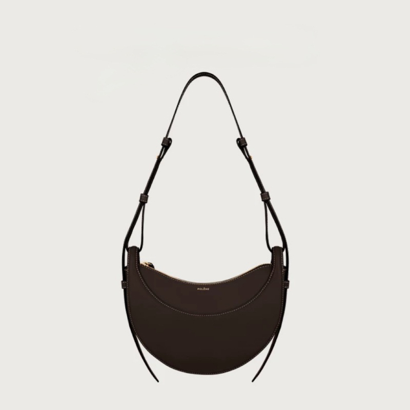 POLENE Crescent Saddle Bag — geantă crossbody din piele naturală, formă de semilună, unisex, primăvara 2024