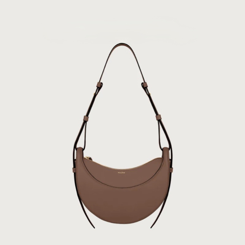 POLENE Crescent Saddle Bag — geantă crossbody din piele naturală, formă de semilună, unisex, primăvara 2024