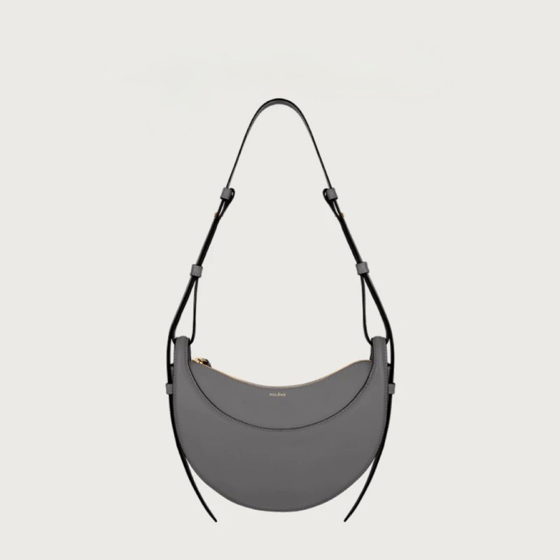 POLENE Crescent Saddle Bag — geantă crossbody din piele naturală, formă de semilună, unisex, primăvara 2024