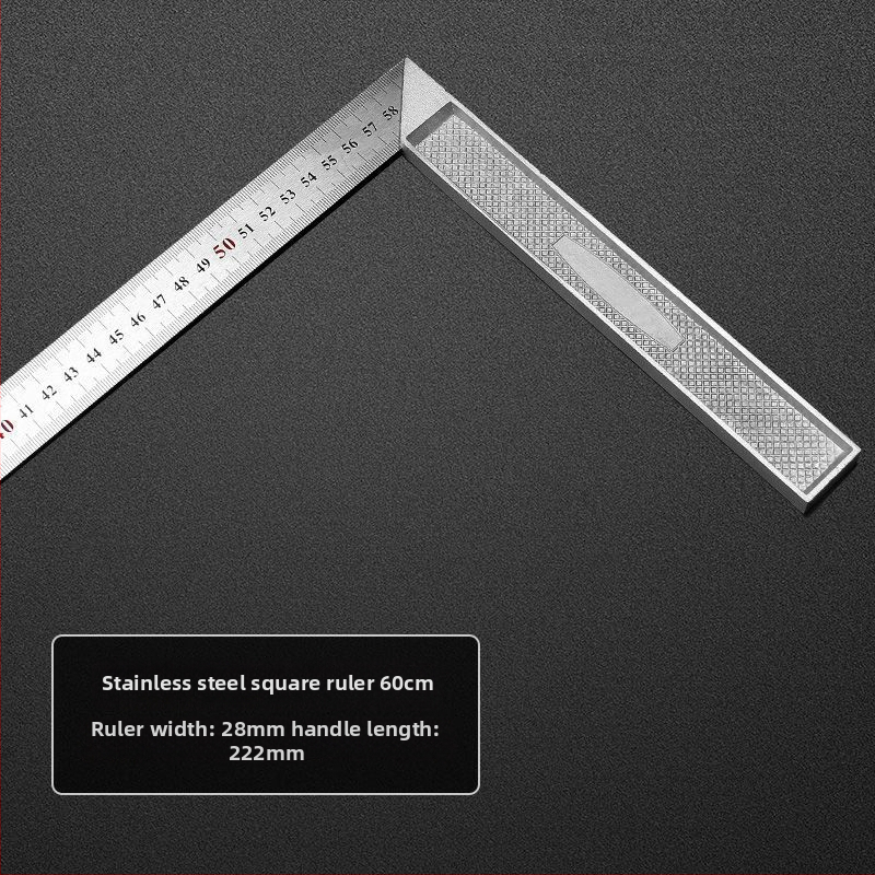 Unique Nerūsējošā tērauda leņķa lineāls, taisnā leņķa 90°, mērīšanas instruments, daudzfunkcionāls trijstūra lineāls kokapstrādē