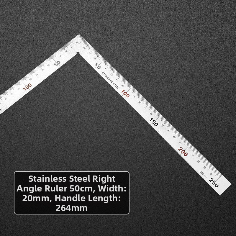 Unique Nerūsējošā tērauda leņķa lineāls, taisnā leņķa 90°, mērīšanas instruments, daudzfunkcionāls trijstūra lineāls kokapstrādē