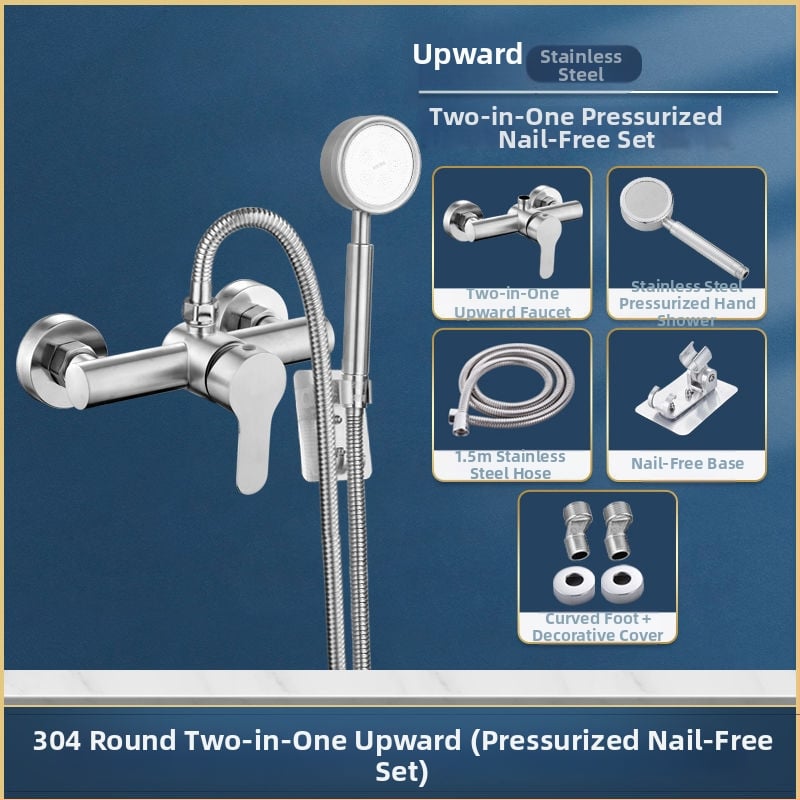 Robinet pentru duș și cadă din oțel inoxidabil, încastrat în perete, cu control triplu, nucleu ceramic al valvei, 0–90°C