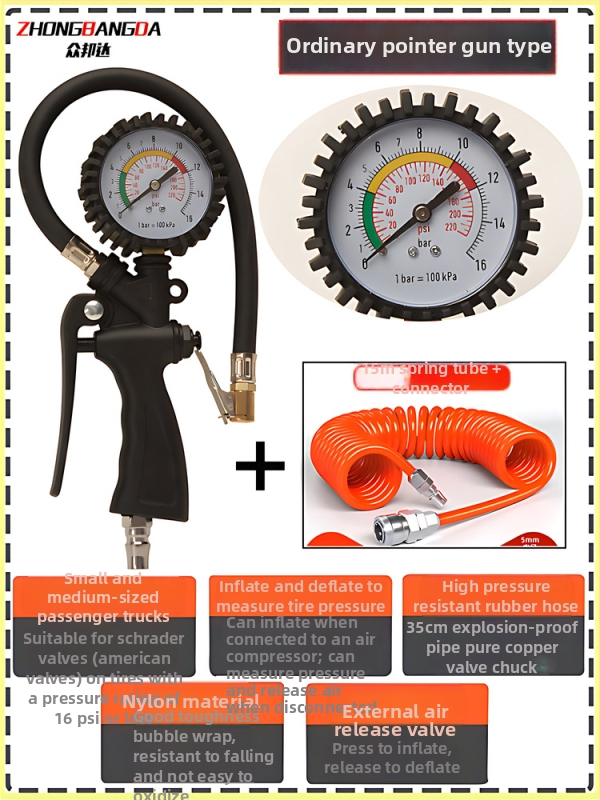 Manometru digital pentru anvelope cu pompă, interval 0–60 psi