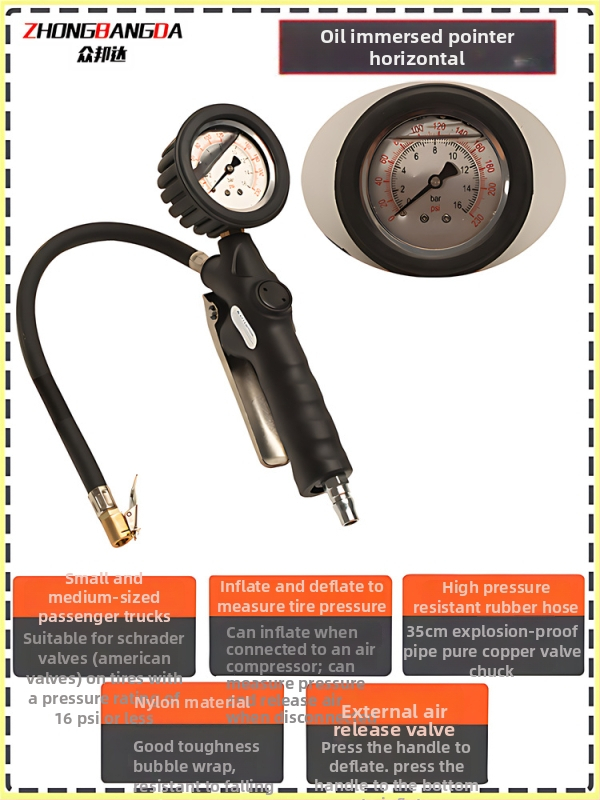 Manometru digital pentru anvelope cu pompă, interval 0–60 psi