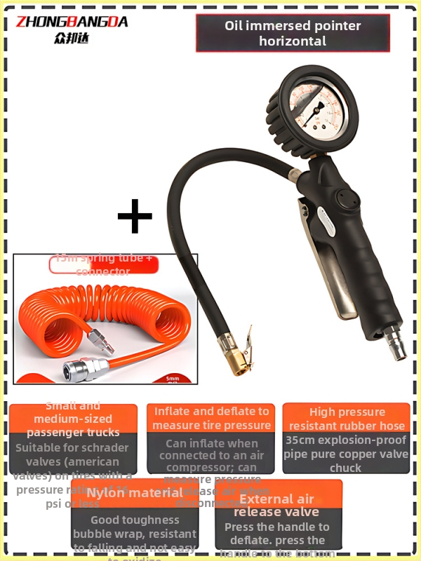 Manometru digital pentru anvelope cu pompă, interval 0–60 psi