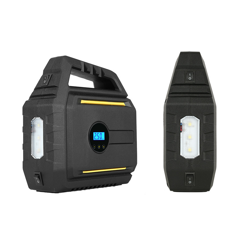 Αυτοκινητικός αντλητής αέρα με ενσωματωμένη πηγή έκτακτης ανάγκης και power bank — φορητό όλα-σε-ένα, 12V, 120W, καλώδιο 2.8 m, 60 cm σωληνάκι, ψηφιακή οθόνη