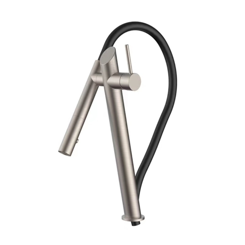 Robinet de bucătărie cu funcție de tragere, montaj încastrat, oțel inoxidabil, deschidere prin ridicare, robinet cu disc ceramic