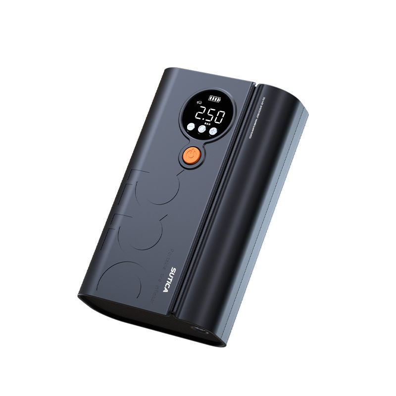 Vezeték nélküli autó légpumpa digitális kijelzővel és keréknyomás-mérővel | 12V, 120W, ABS ház, USB vagy cigaretta-gyújtó tápellátás, 3 m/1 m hosszú kábel, egyhengeres kialakítás