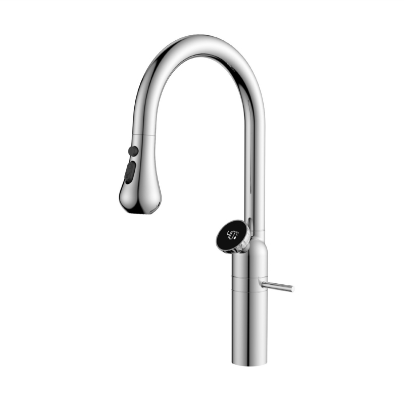 Kelaiejie réz konyhai kihúzható keverőcsaptelep, 0–90°C, kerámiadiskos szelep, elektropólázott felület, normál nyomás