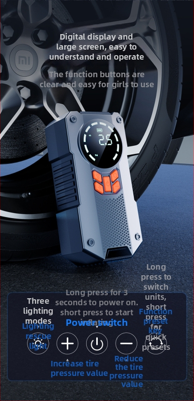 Pompa de aer pentru mașină portabilă 12V, cilindru unic, 120W, debit 25 L/min, furtun aer 320 mm