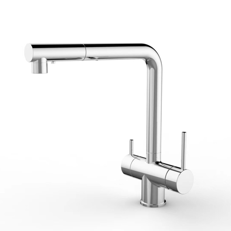 Kuhinjski faucet tri u jednom, bakreno tijelo, povlačni, okretni, promjer ulaza/izlaza 2.0