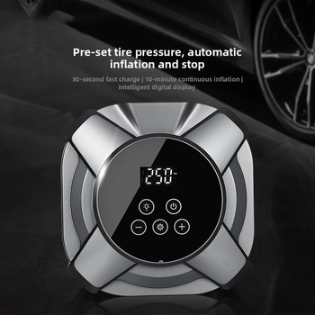 Prenosná pumpa na pneumatiky do auta, 12V, 120W, 35 L/min, Digitálny displej, USB nabíjanie