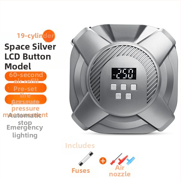 Prenosná pumpa na pneumatiky do auta, 12V, 120W, 35 L/min, Digitálny displej, USB nabíjanie