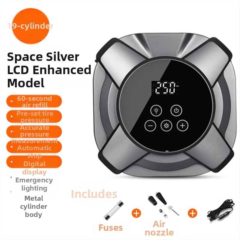 Prenosná pumpa na pneumatiky do auta, 12V, 120W, 35 L/min, Digitálny displej, USB nabíjanie