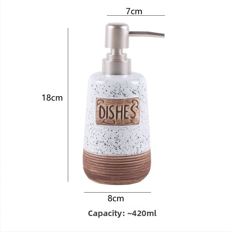 Sticlă ceramică pentru dezinfectarea mâinilor cu pompă, sticluță pentru loțiune, dispenser de săpun — finisaj periat — 300 g — Hongzhan