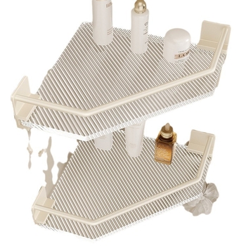 Μπάνιο τρίγωνο ράφι γωνιακής αποθήκευσης, χωρίς τρύπες, κατασκευή από πλαστικό και αλουμίνιο, επίστρωση βαφής baked, 1 ράφι, γωνία με σχήμα φαν