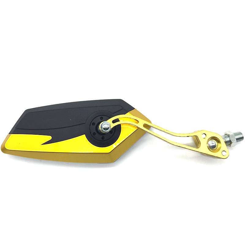 Hátsó tükröző alumíniumötvözet rudas kivitelben, motorkerékpár/bicikli/elektromos autó számára, négyzet alakú tükör, modell H-2219, fogazott rögzítés, ütésálló