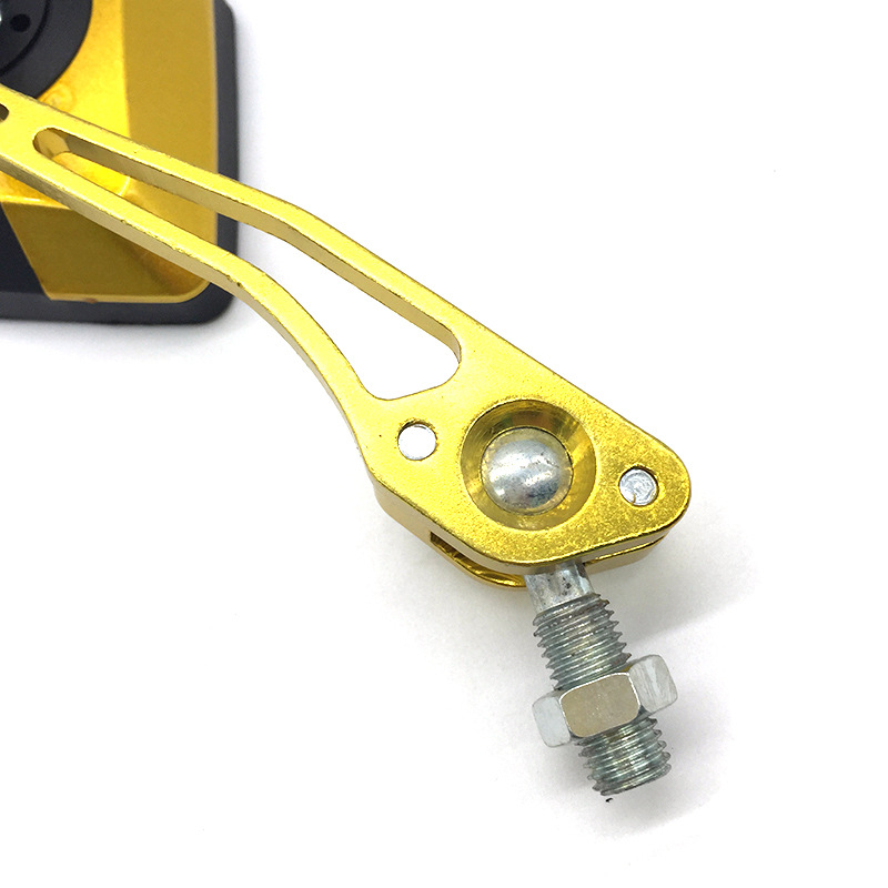 Hátsó tükröző alumíniumötvözet rudas kivitelben, motorkerékpár/bicikli/elektromos autó számára, négyzet alakú tükör, modell H-2219, fogazott rögzítés, ütésálló