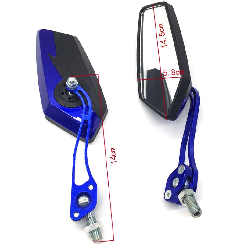 Hátsó tükröző alumíniumötvözet rudas kivitelben, motorkerékpár/bicikli/elektromos autó számára, négyzet alakú tükör, modell H-2219, fogazott rögzítés, ütésálló