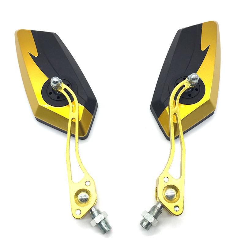 Hátsó tükröző alumíniumötvözet rudas kivitelben, motorkerékpár/bicikli/elektromos autó számára, négyzet alakú tükör, modell H-2219, fogazott rögzítés, ütésálló